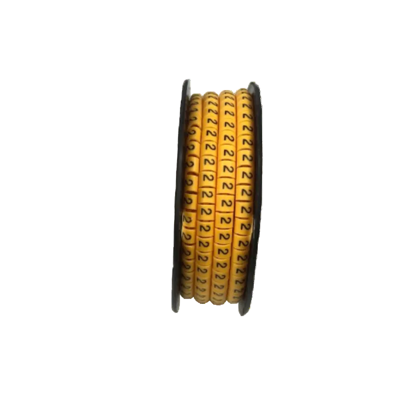 Grippes Cable Marker - 2 Yellow spool of numeric cable ID beads on reel for organized cable management