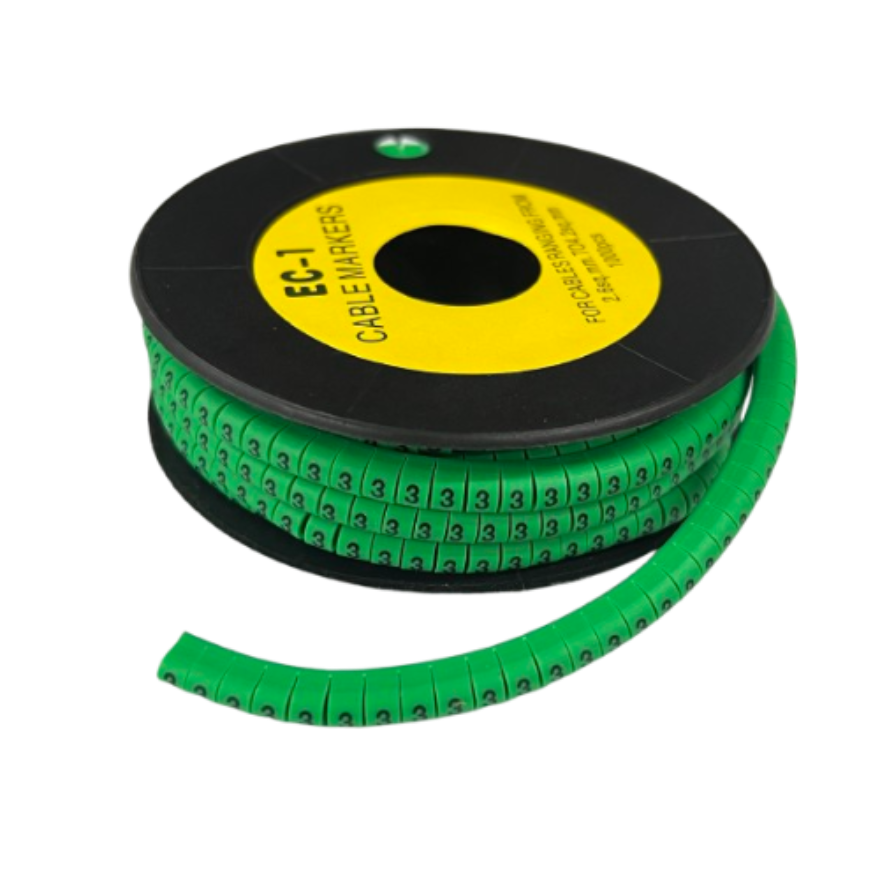 Grippes Cable marker 3 Green reel of segmented green cable markers printed with number 3 for labeling cables