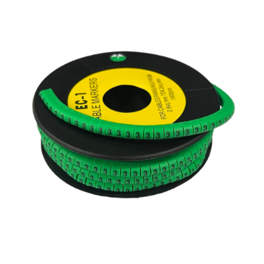 Grippes Cable marker 3 Green spool of numbered green cable markers for wire identification and organization