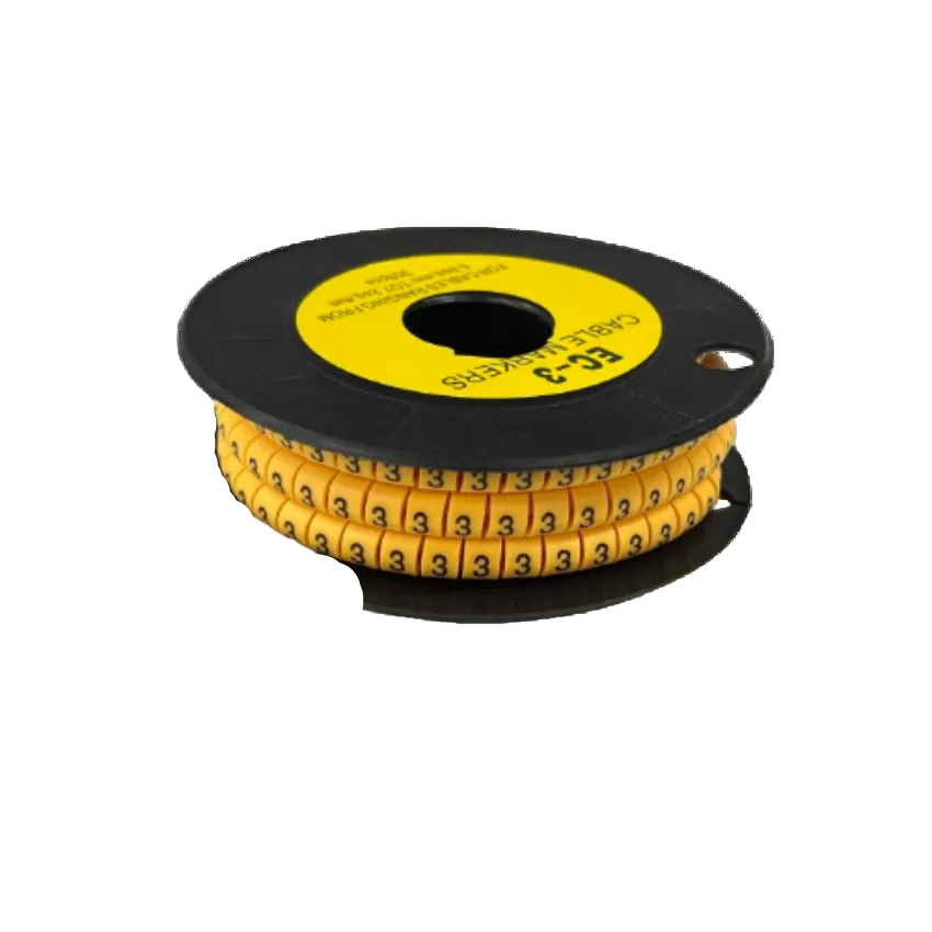 Cable Marker 3 yellow spool from China with repeated numeric 3 cable markers for wire labeling and organization