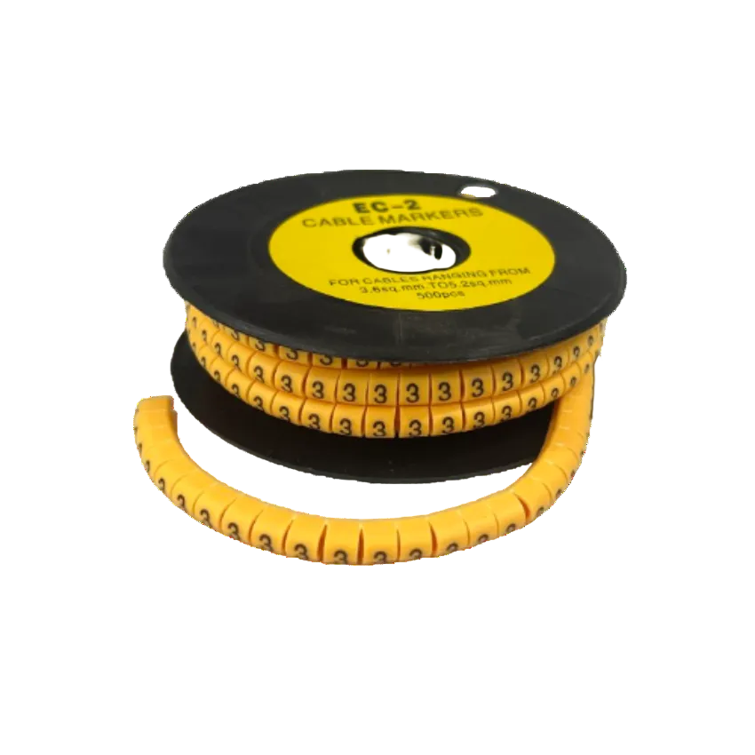 Grippes Cable Marker 3 - Yellow spool of segmented number 3 cable markers for wire labeling