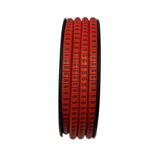 Grippes Cable Marker 5 Red roll of numbered red cable markers on spool for cable management