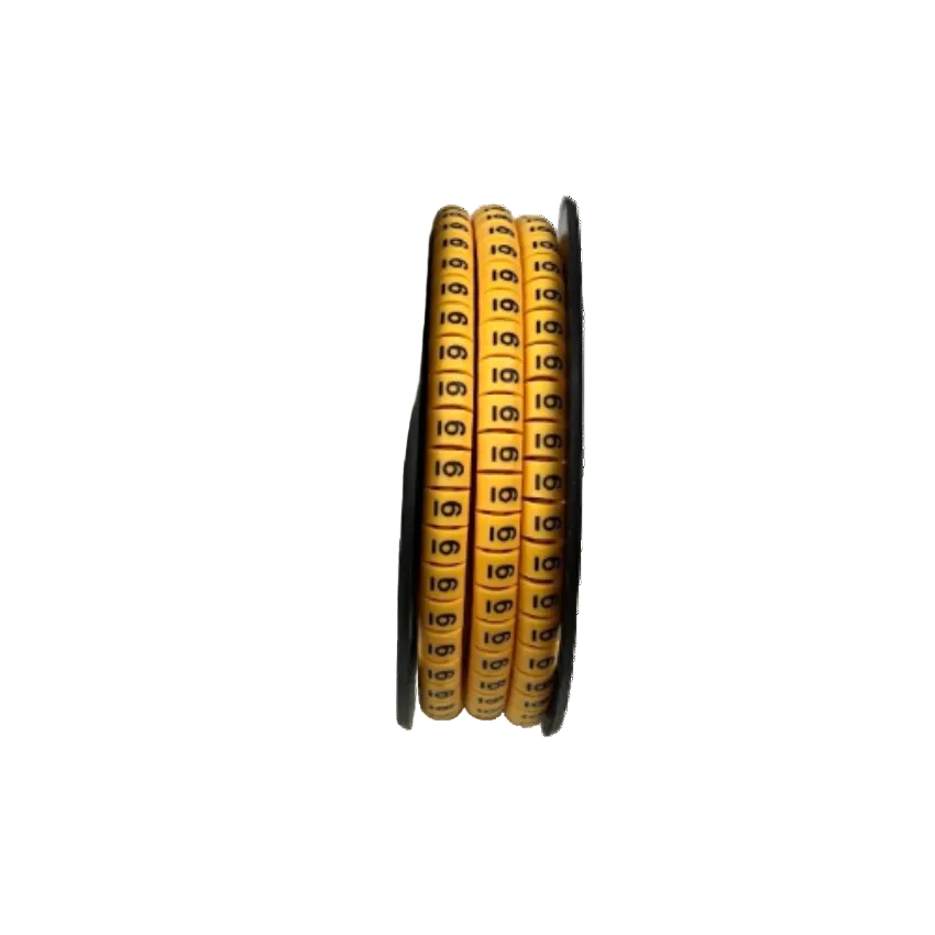 Grippes Cable Marker - 6 Yellow spool of yellow numeric cable rings for wire identification and organization