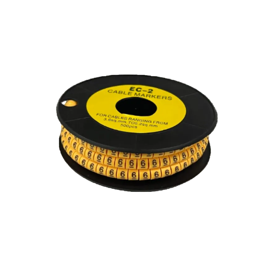 Grippes Cable Marker - 6 Yellow reel of numbered yellow markers on black spool for cable labeling