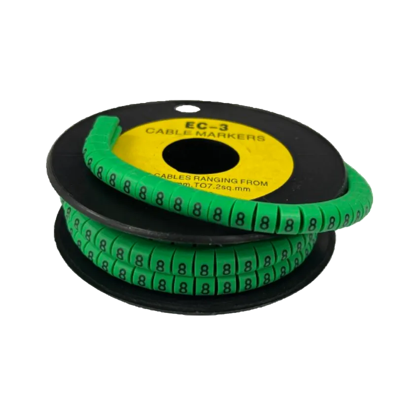 Spool of segmented green Cable Marker - 8 Green cable markers with repeating number 8 for wiring