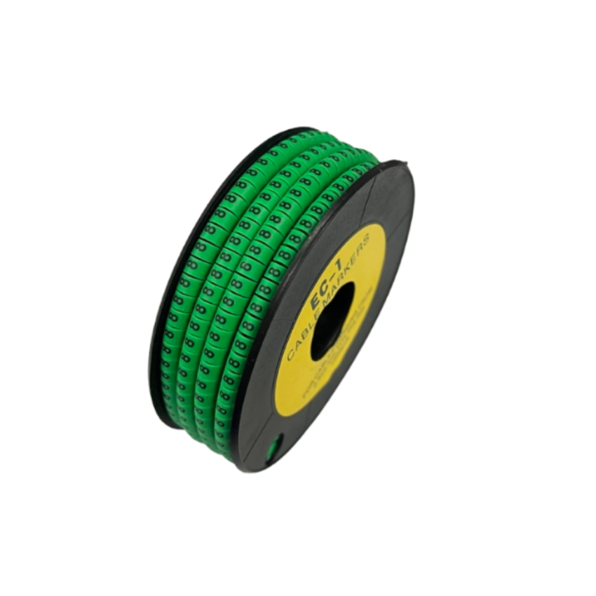 Grippes Cable Marker - 8 Green spool of numbered green cable labels for organized cable management