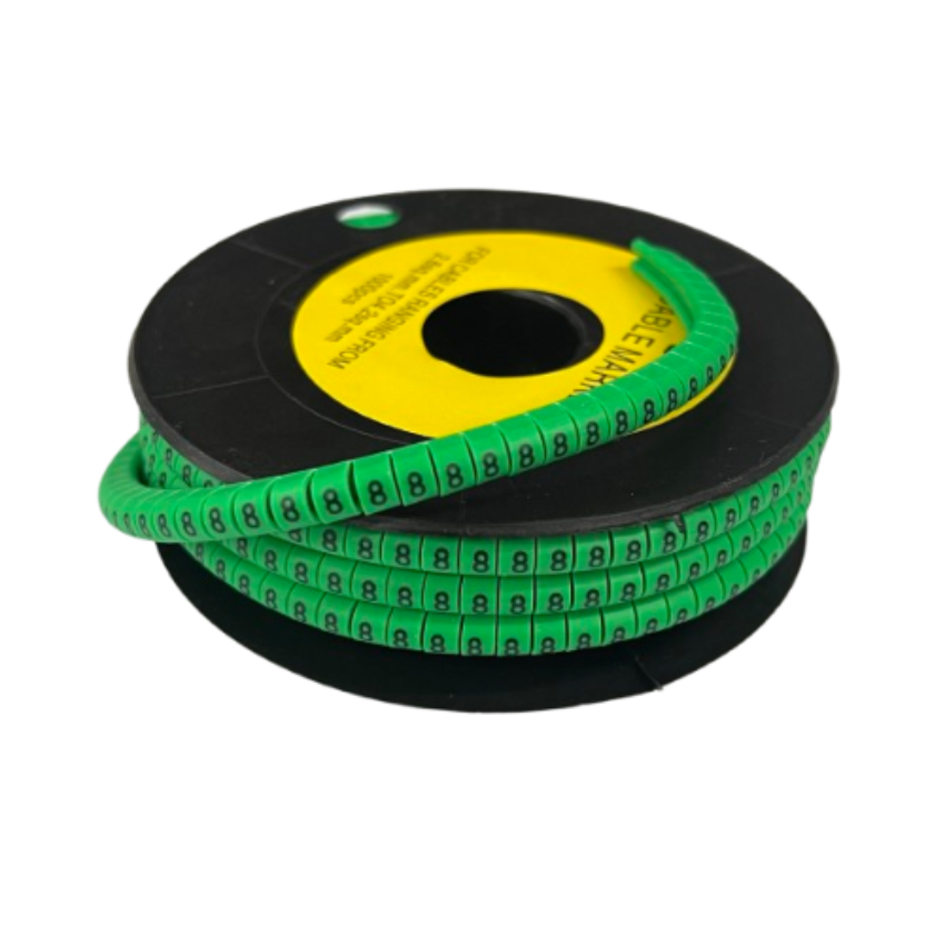 Grippes Cable Marker - 8 Green spool of numbered cable identification markers for wire organization