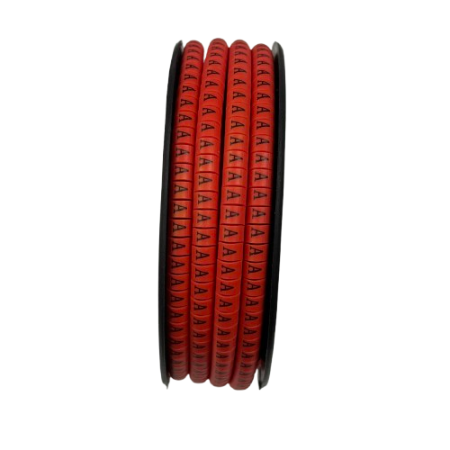 Grippes Cable Marker A - Red spool of flexible cable markers printed with repeated A for wire identification
