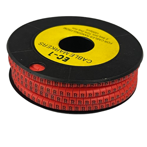 Grippes spool of red cable markers labeled B for wire identification Cable Marker - B RED