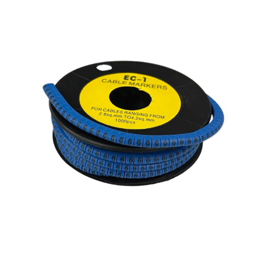 Spool of Cable Marker Blue 6 self adhesive number markers on reel for cable management identification