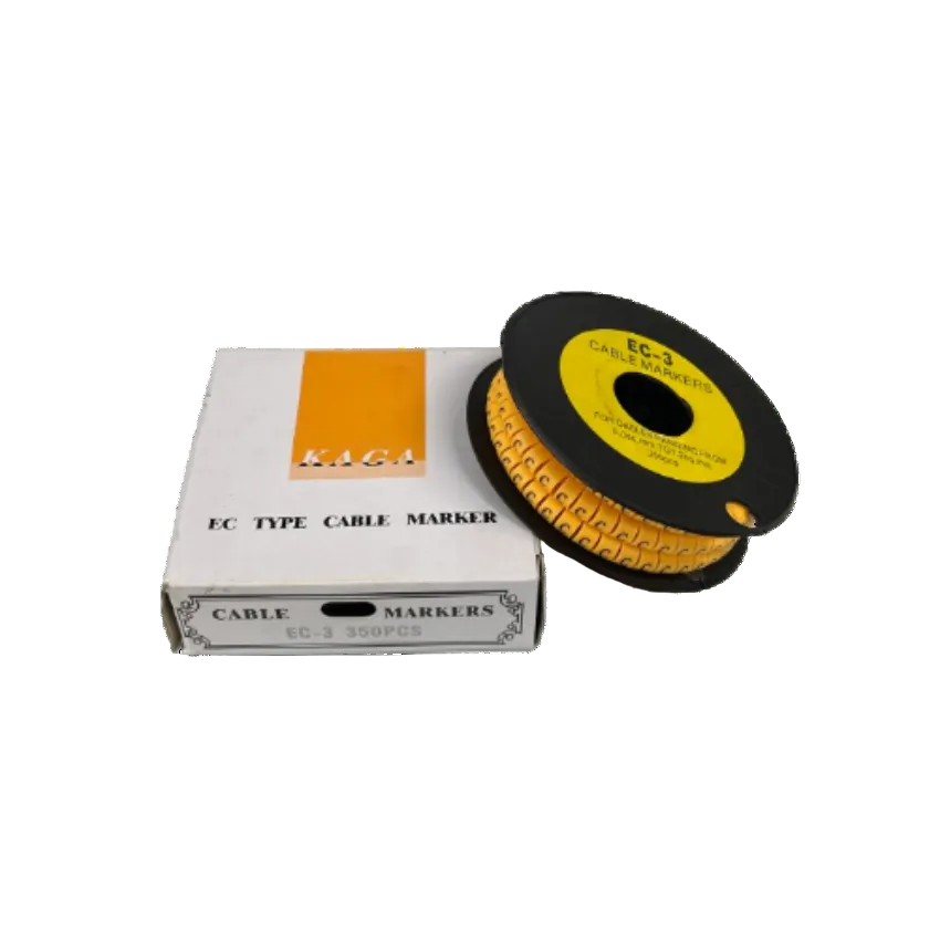 Grippes cable management spool with Cable Marker C - Yellow numeric letter markers on reel and box