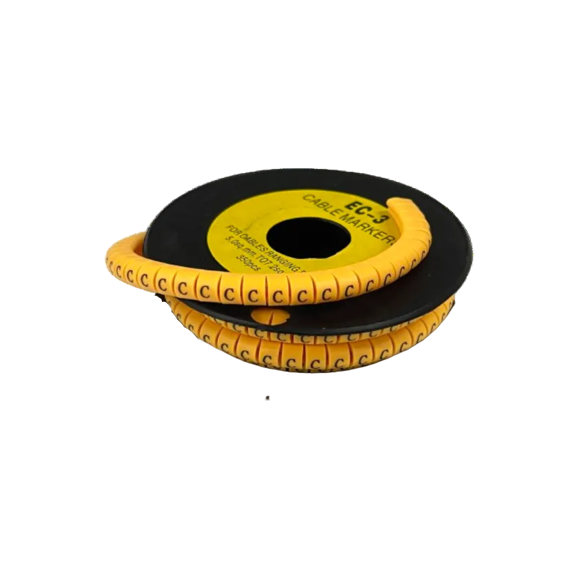 Grippes Cable Marker C - Yellow reel of flexible snap on letter C markers for cable identification
