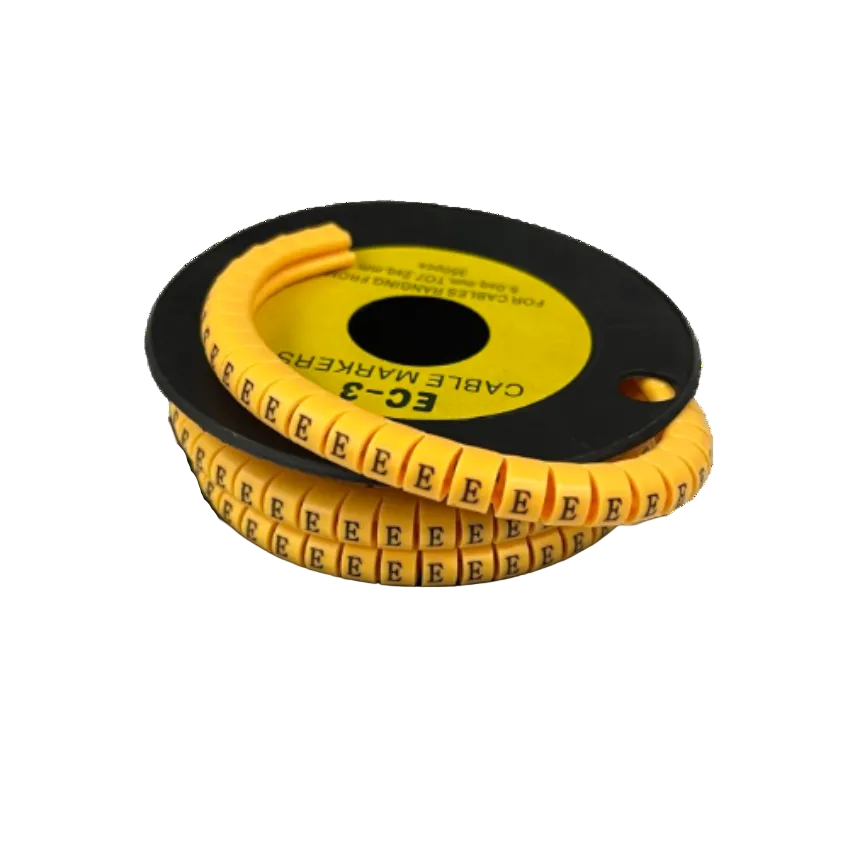 Grippes Cable Marker - E Yellow spool of flexible lettered markers for cable identification