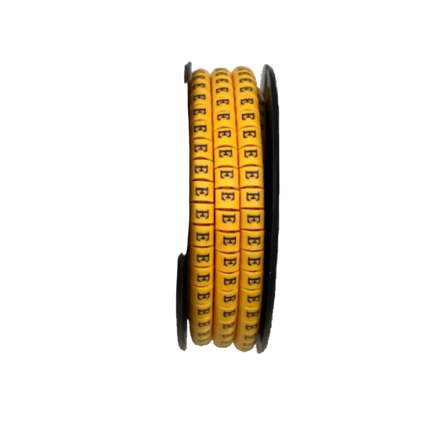 Grippes Cable Marker E - Yellow spool with multiple letter E cable markers for wiring identification