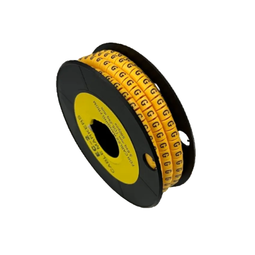Grippes Cable Marker g - Yellow reel of yellow letter G cable markers with black print for wire identification