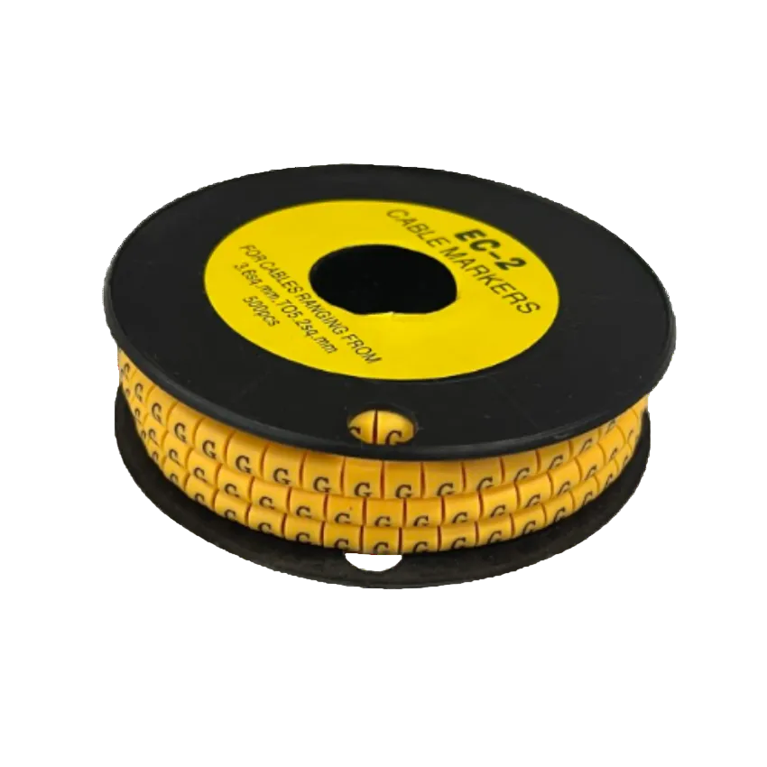 Grippes spool of yellow Cable Marker g - Yellow labels on flexible ring markers for cable management and identification