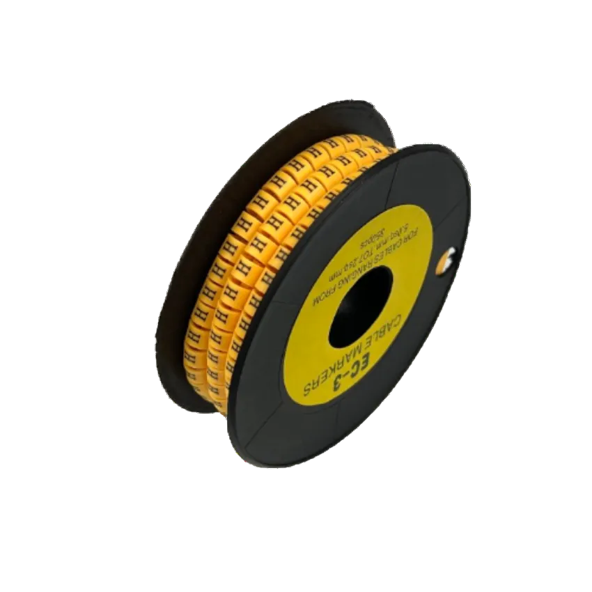 Grippes Cable Marker - H Yellow . spool of yellow H letter markers on reel for cable management