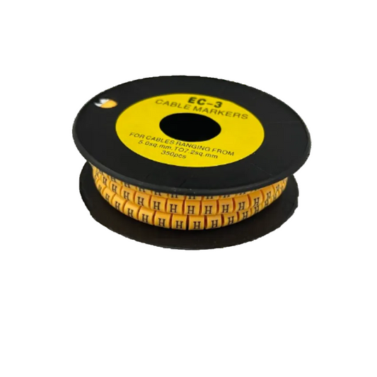 Grippes cable management reel showing yellow letter H markers for labeling wires Cable Marker - H Yellow . Durable
