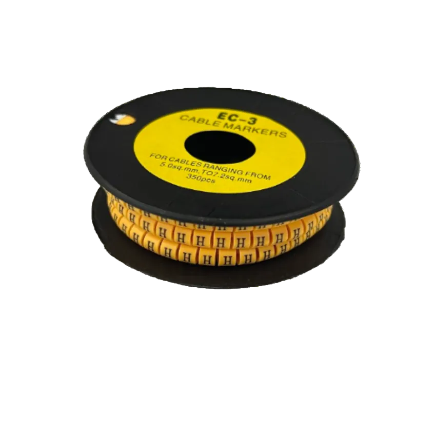 Grippes cable management reel showing yellow letter H markers for labeling wires Cable Marker - H Yellow . Durable