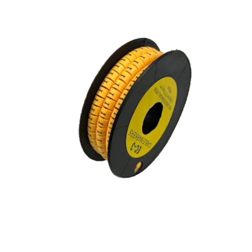 Grippes Cable Marker - I Yellow spool of snap on wire markers for cable identification