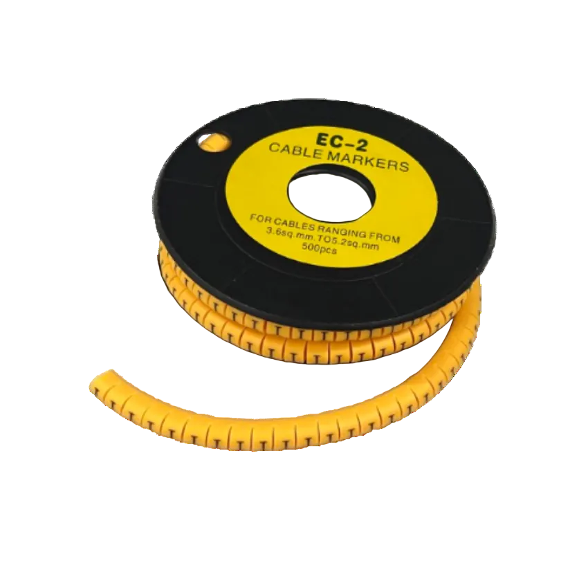 Grippes Cable Marker - I Yellow spool with flexible segmented tubing for cable identification
