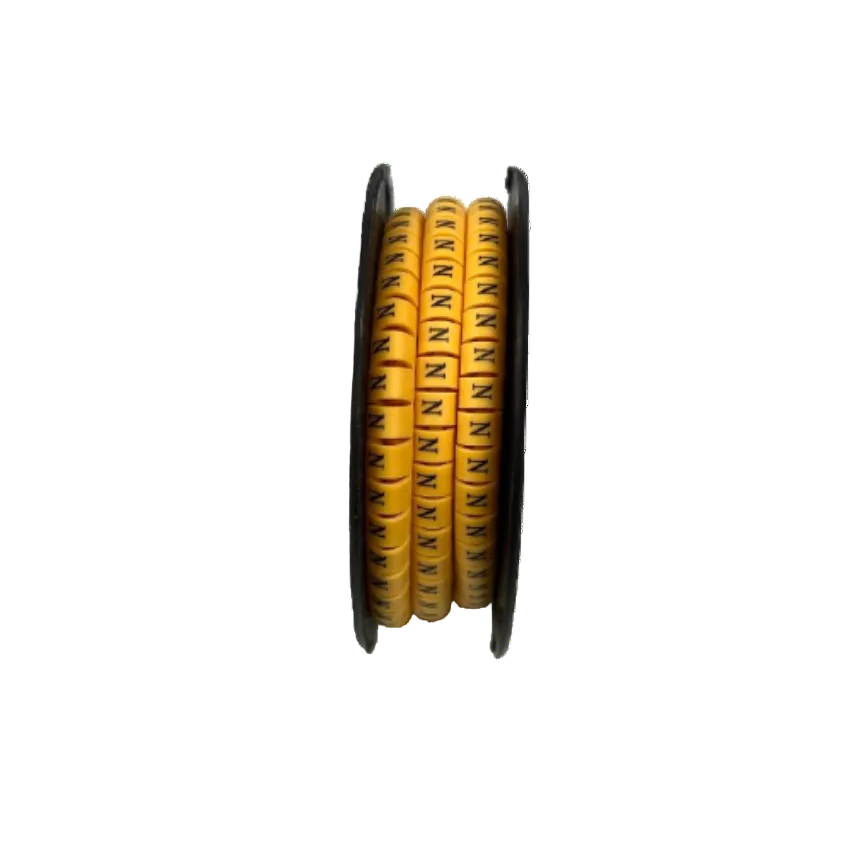 Grippes Cable Marker - N Yellow spool of adhesive yellow N cable labels for organized cable management