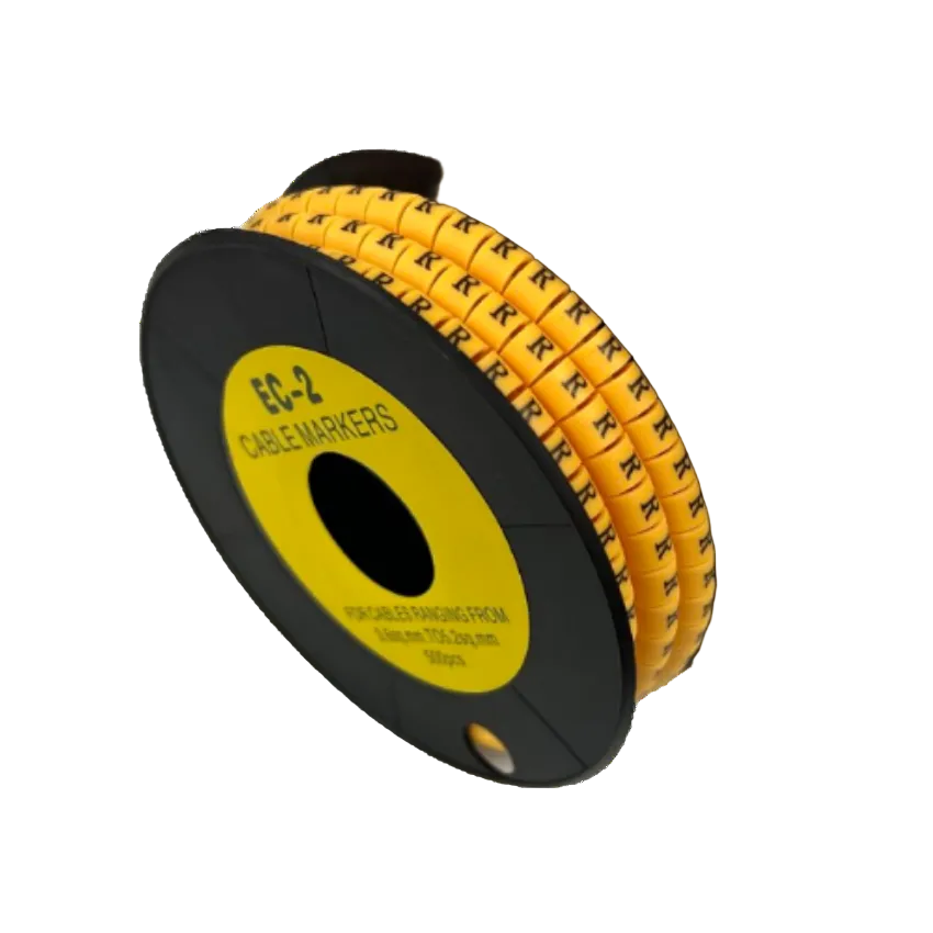 Grippes spool of Cable Marker R - Yellow lettered cable markers on black reel for wire identification