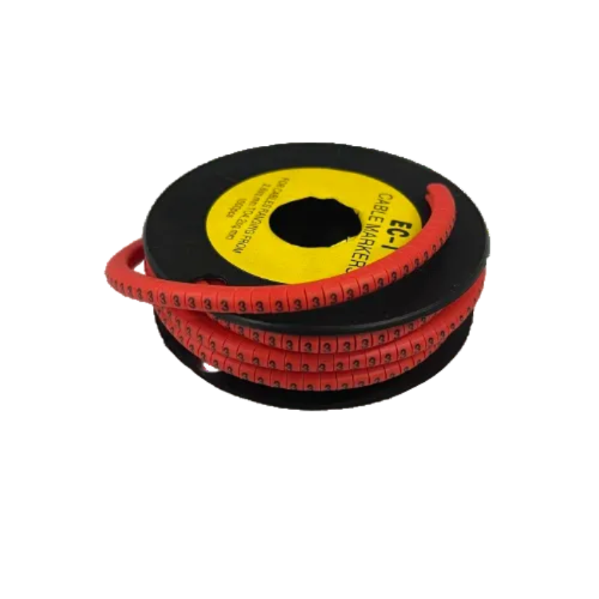 Grippes Cable Marker Red 3 spool of red numeric cable markers with repeating 3s for wire labeling
