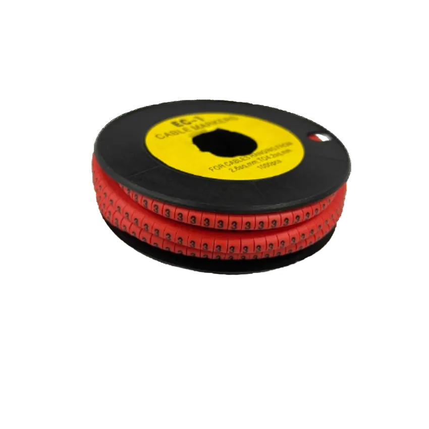 Grippes Cable Marker Red 3 spool of red numbered cable ID rings with repeated 3 labels for cable management