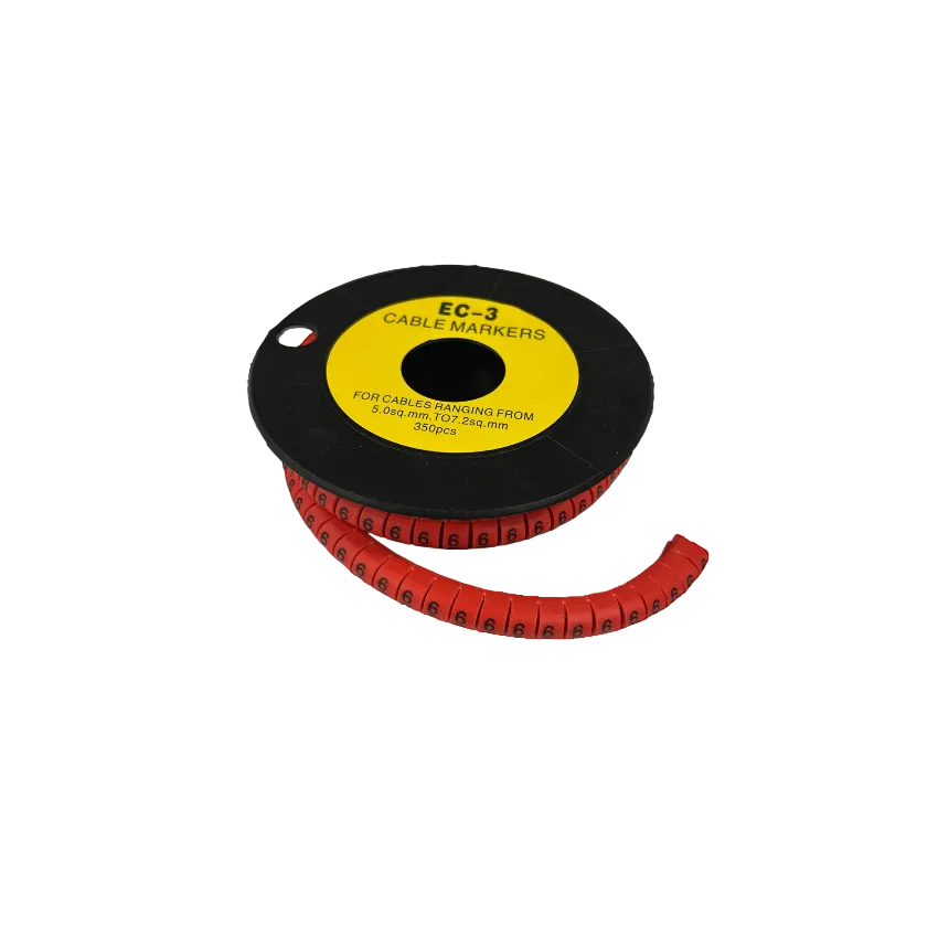 Grippes Cable Marker Red - 6 350pcs on a spool, ideal for organizing cables from 5.0mm to 7.9mm.