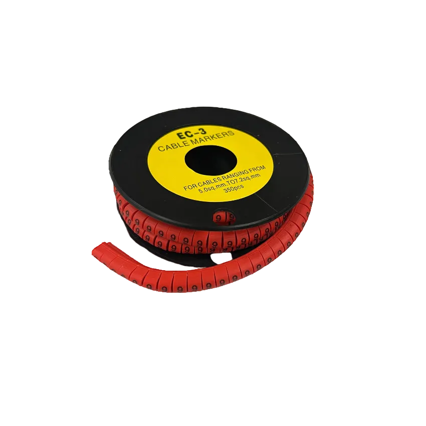 Grippes Cable Marker Red - 9 on a spool, ideal for organizing cables from 5 to 7 mm in diameter