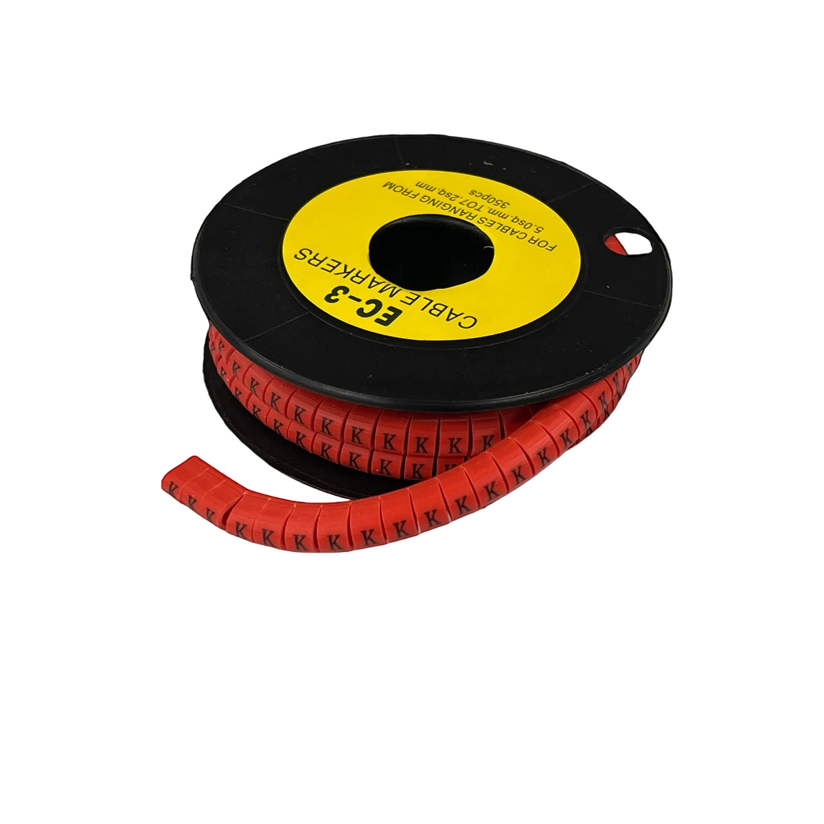 Grippes Cable Marker Red - K on a spool for organized cable management and identification