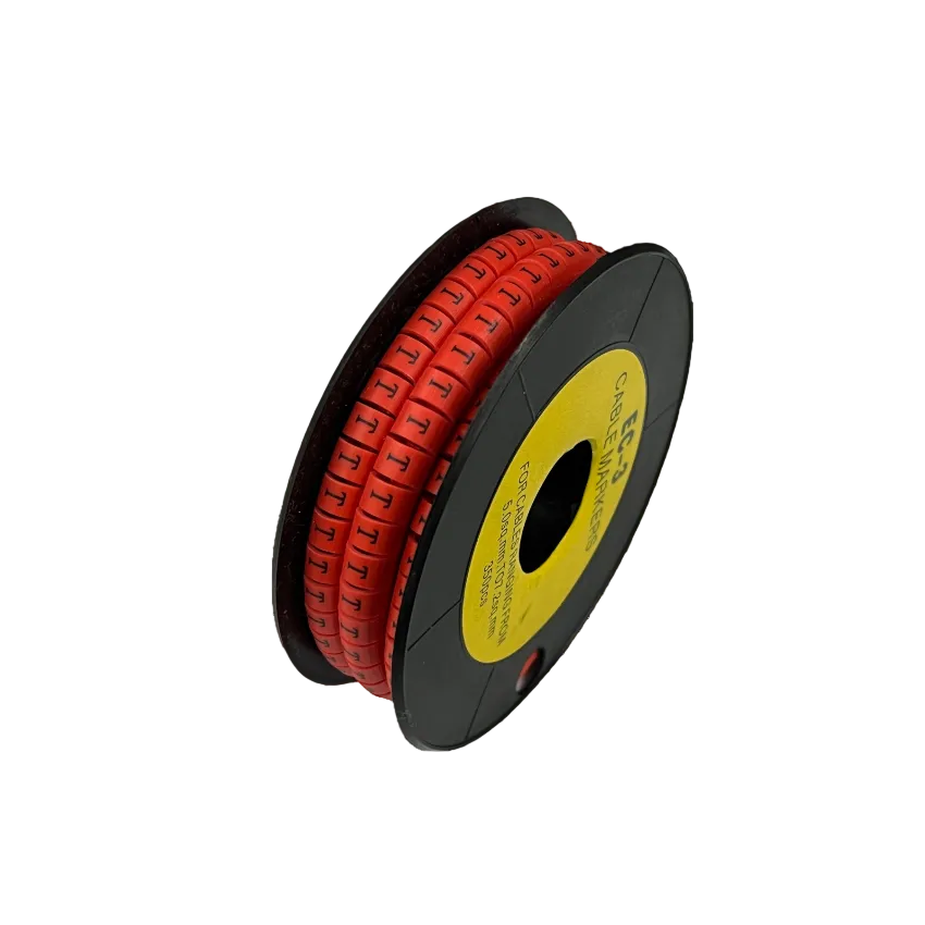 Grippes Cable Marker Red - T in a spool for organized cable management and easy identification
