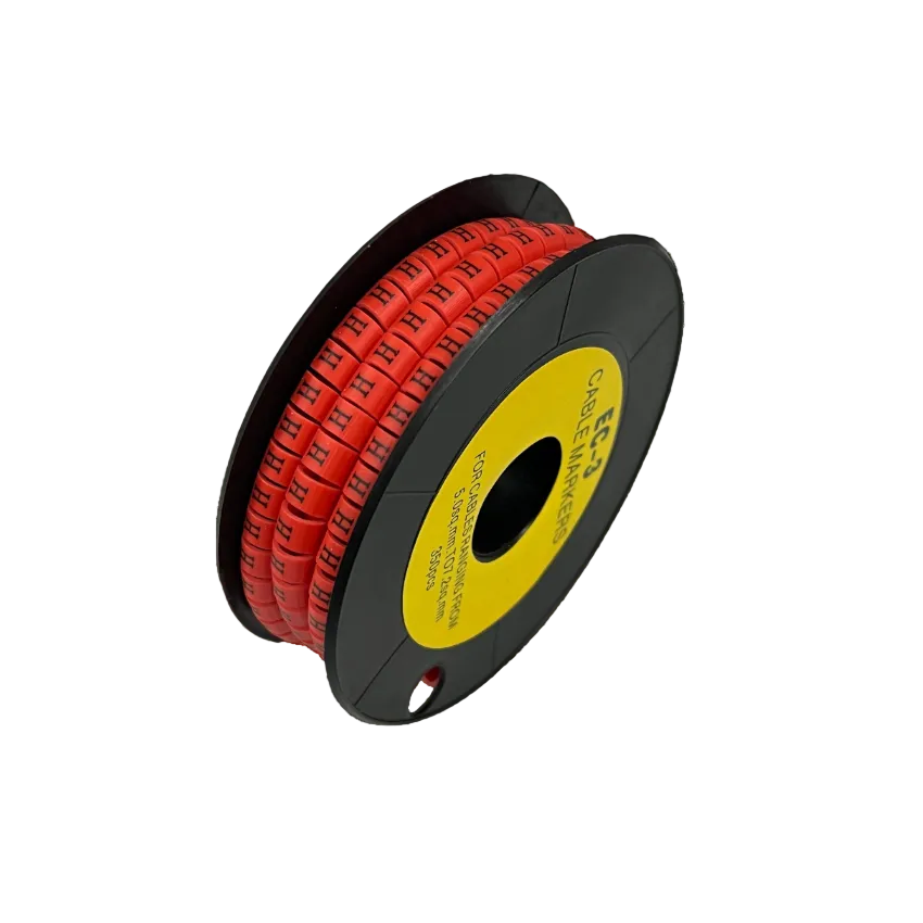Grippes Cable Marker Red - H on a spool for efficient cable management and organization