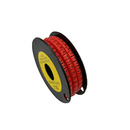 Grippes Cable Marker Red - N on a spool for organized cable management