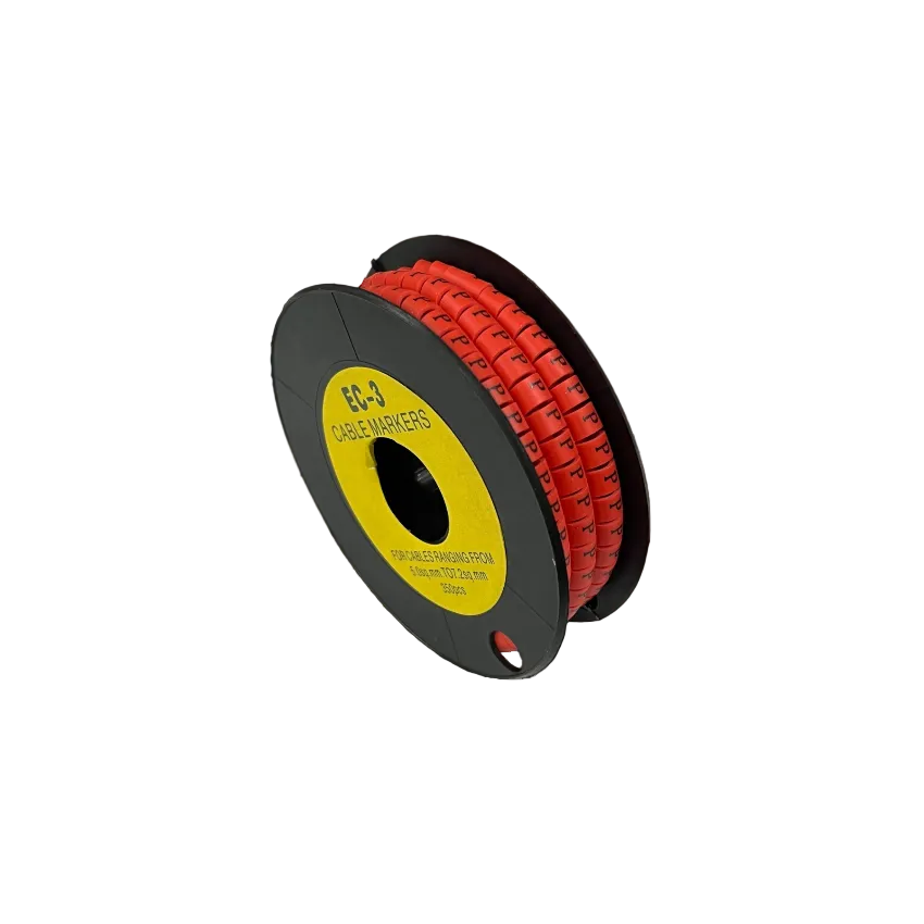 Grippes Cable Marker Red - P on a spool for organizing and labeling cables easily
