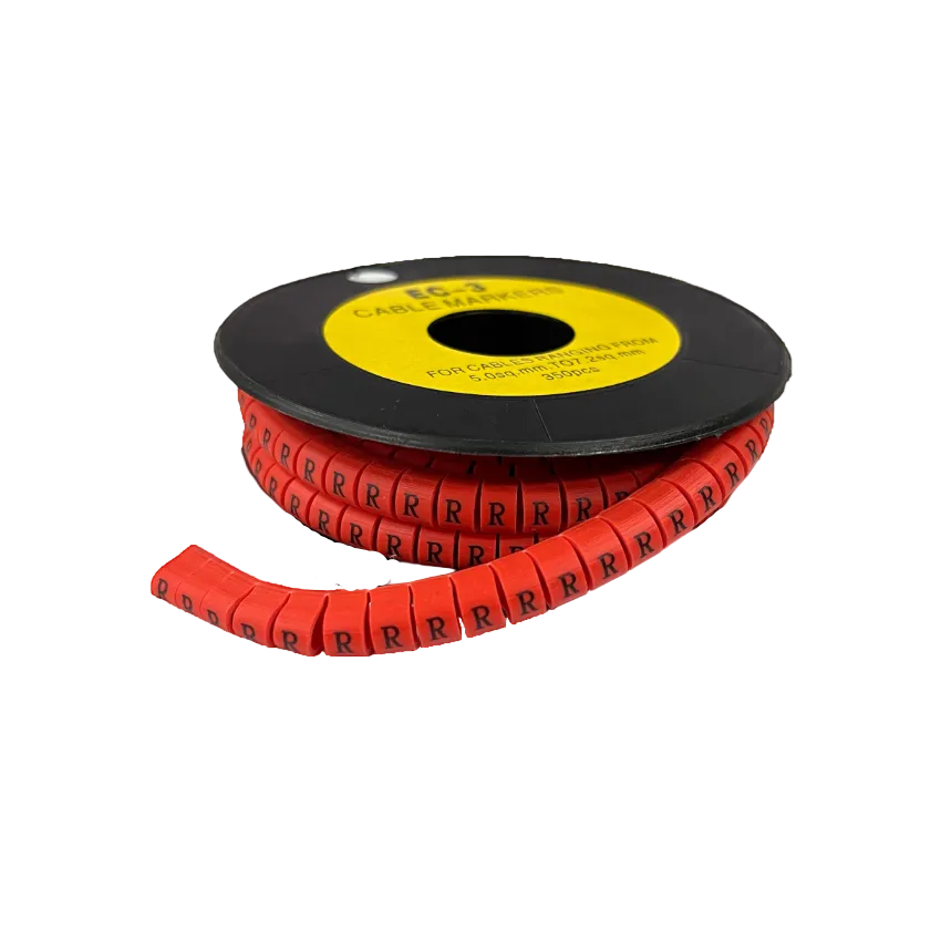 Grippes Cable Marker Red - R on a spool for easy cable management and organization