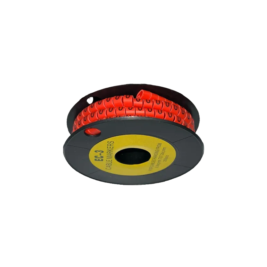 Grippes Cable Marker Red - U on a spool for easy organizing and identifying cables