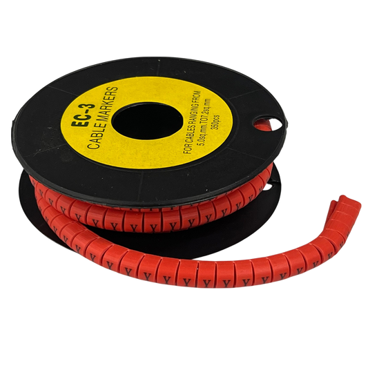 Grippes Cable Marker Red - Y on a spool for organizing and labeling cables easily