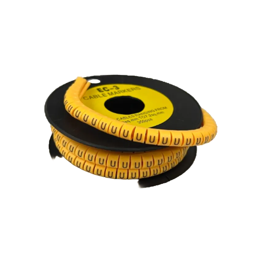 Grippes Cable Marker U - Yellow spool of flexible U shaped cable markers for wire identification