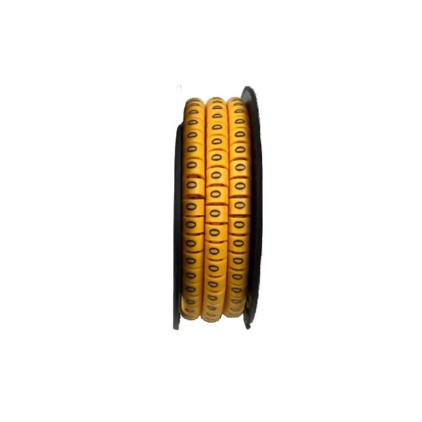 Cable Marker Yellow 0 spool of round yellow cable markers with black zero printed for wire labeling