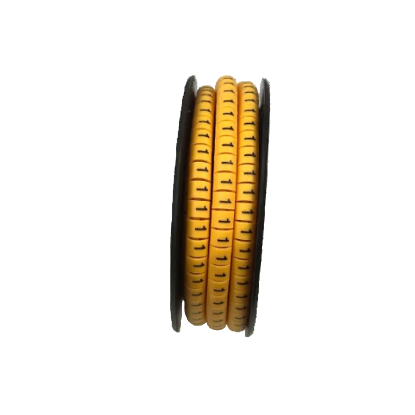Grippes spool of yellow cable ID markers for organized wiring Cable Marker Yellow - 1 on black background