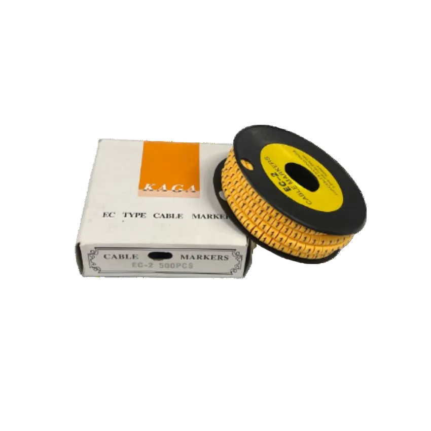 Grippes cable management spool with Cable Marker Yellow - 1 numeric markers on reel next to box