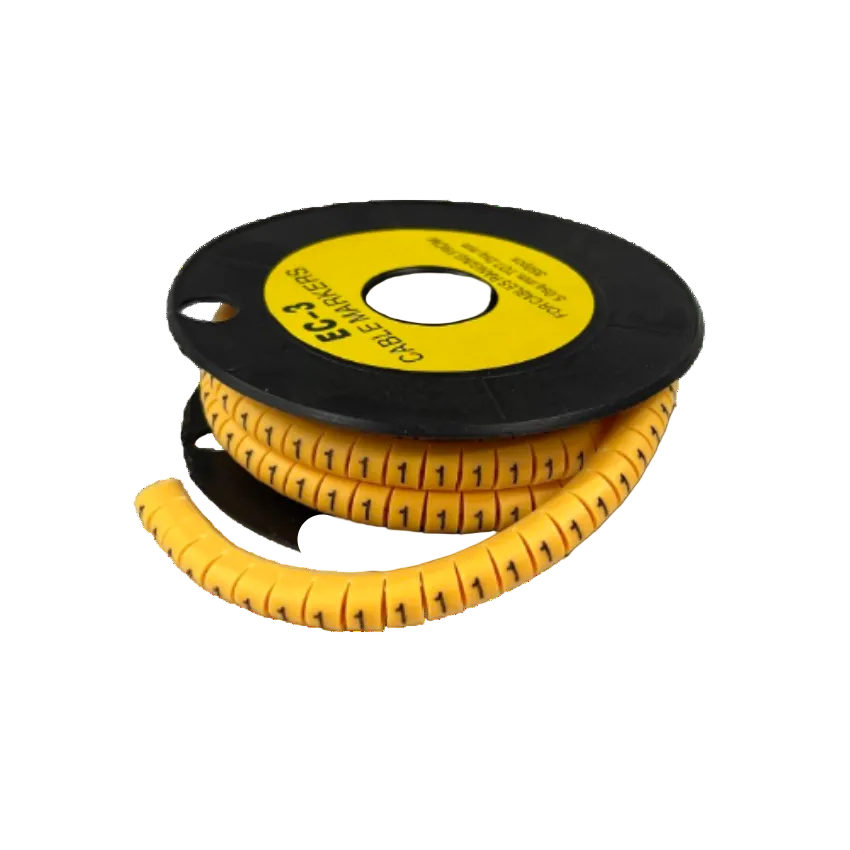 China cable management spool of Cable Marker Yellow 1 snap on numeric markers for organizing wires and cables