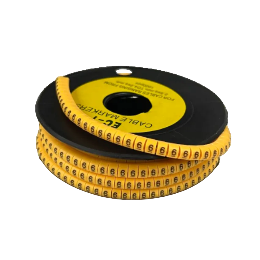 Cable Marker Yellow 6 spool of adhesive number 6 cable labels for organized wire identification