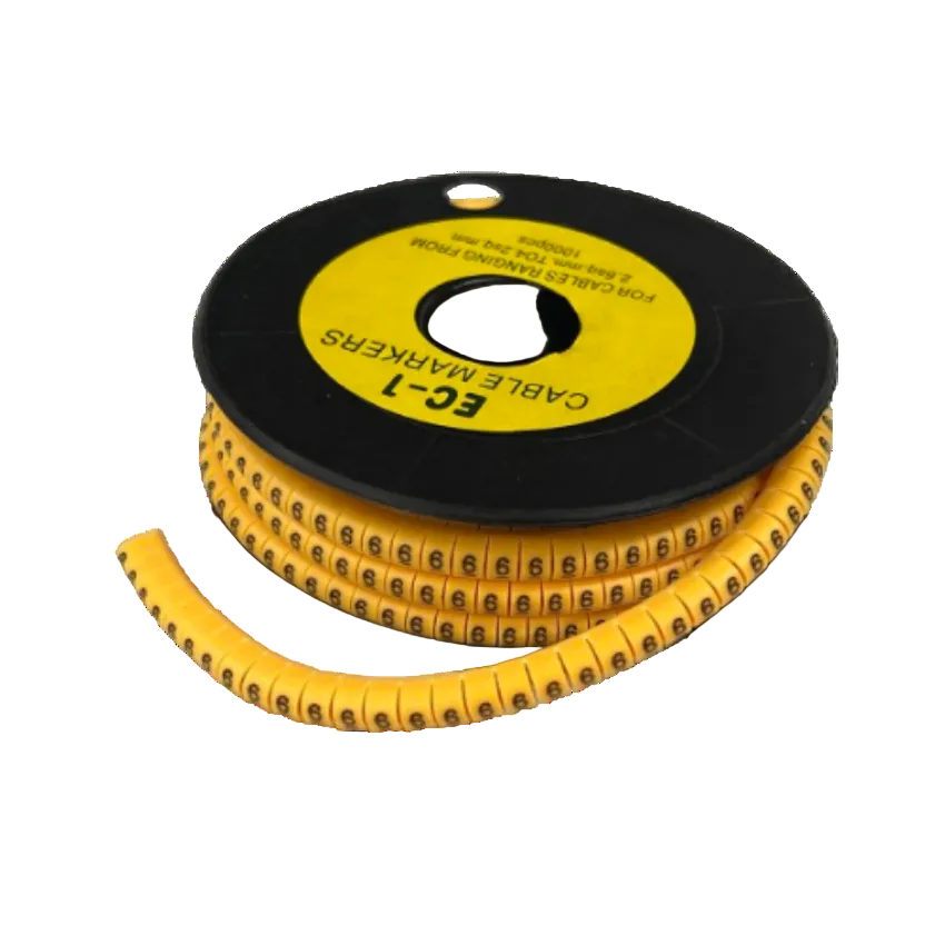 Cable Marker Yellow 6 spool of yellow sleeve markers for cable identification numbered 6