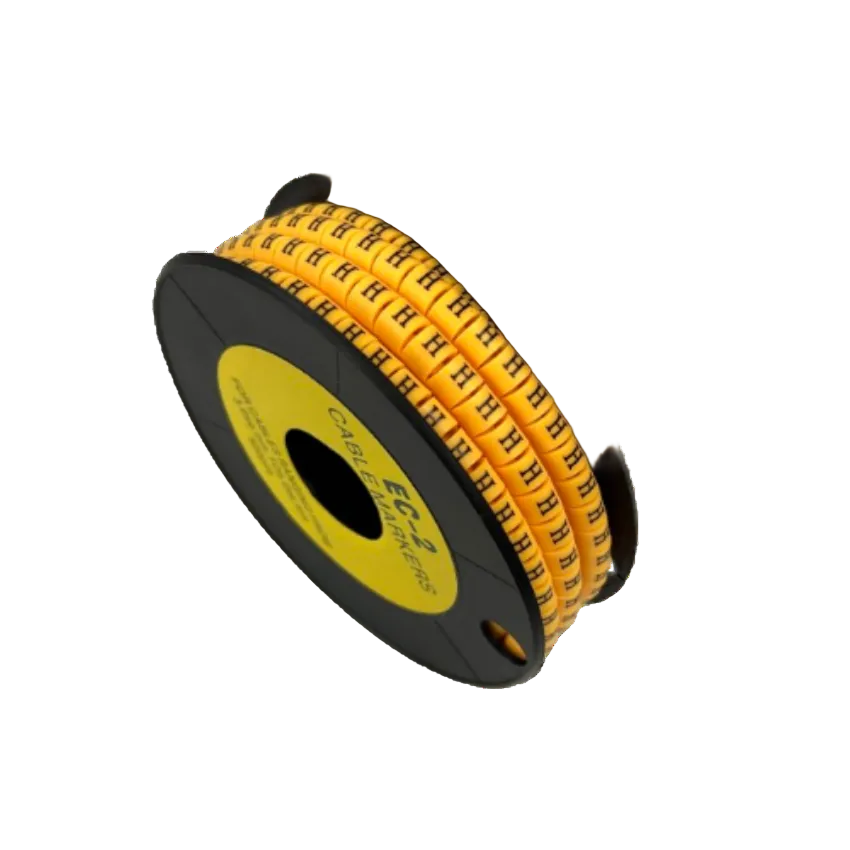 Grippes Cable Marker - Yellow 8 spool with yellow alphanumeric markers on black reel for cable identification