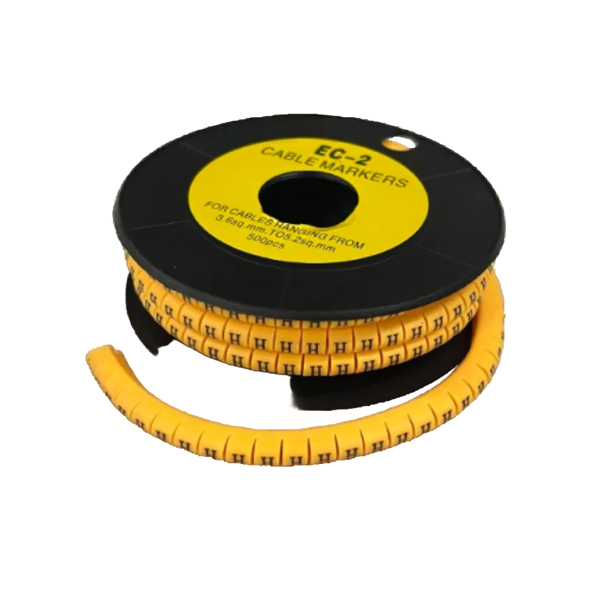 Grippes Cable Marker - Yellow 8 spool of yellow spiral cable markers with printed letters for cable organization