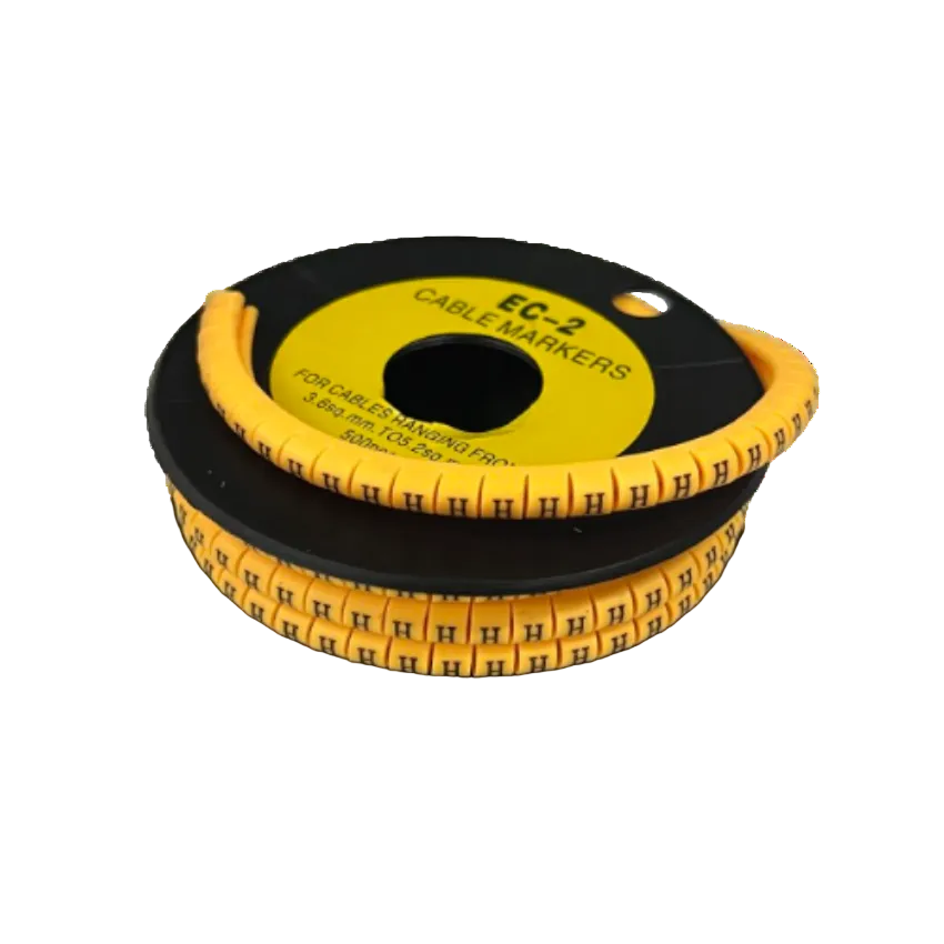 Cable Marker - Yellow 8 spool of Grippes cable markers on black reel for wire identification and organization