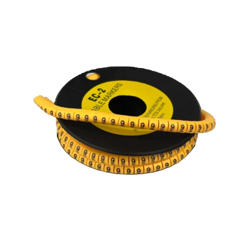 Grippes Cable Marker Yellow - 9 spool of yellow cable markers on black reel showing repeated number 9